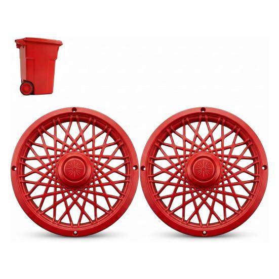 Trash Can Rim Cover, Modern Decorative Wheel Rim Cover, Spider-Spoke Style Wheel Rim Accessory for Standard Residential Garbage Bin