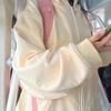 Womens Hooded Sweatshirt Loose Fit Zip Up Cardigan Solid Color Casual Fall Top