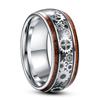 Fashion Steampunk Gear Wheel Stainless Steel Rings Inlay Koa Wood Rings For Men High Polished Hiphop Punk Rock Biker Jewelry