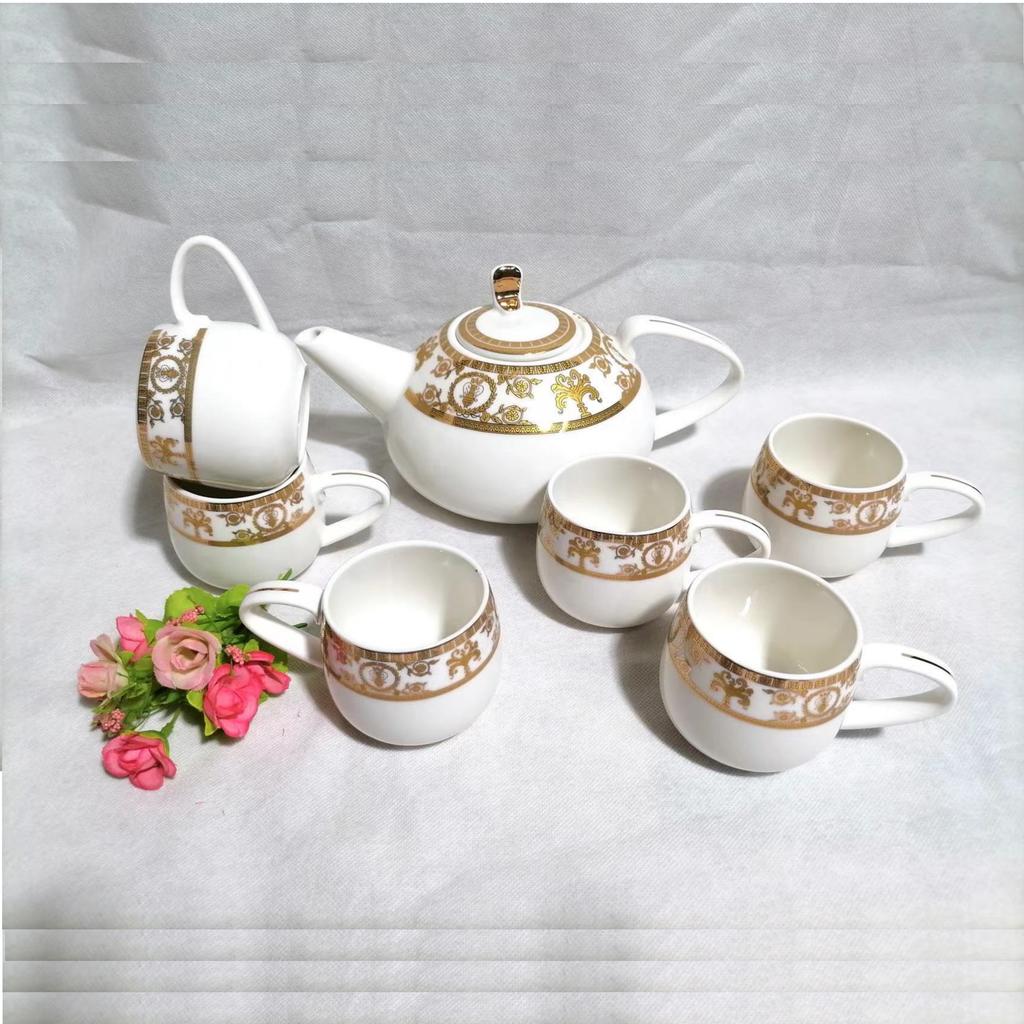 1шт. Чайник и набор чашек для чая Керамический набор чайников с 8 головками Европейский стиль Большой емкости Простой набор чашек для горячей и холодной воды Креативные простые Ins
