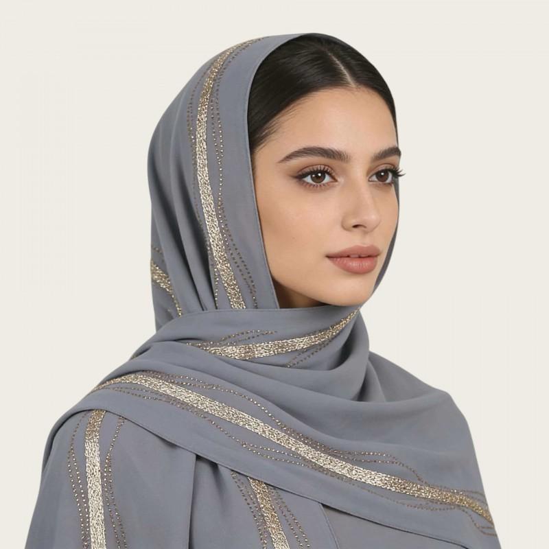 Womens Lightweight Chiffon Scarf With Pearl Embellishment Ethnic Print Wrap Shawl UV Protection Cover Head Accessory Daily Wear Travel