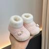 Зимние плюшевые туфельки для новорожденных: Мягкие, теплые хлопковые носки с защитой от сползания для мальчиков и девочек, размеры 3-12 месяцев.