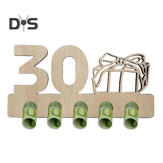 Деревянный держатель для денег на день рождения, 5 отверстий, 18/20/25/30/40/50/60/70-летие, празднование дня рождения, кошелек для денег, украшение для рабочего стола, знак, день рождения, подарок для денег
