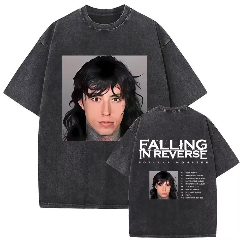 Рок-группа Falling in Reverse Выстиранная винтажная футболка Мужская Женская Повседневная Оверсайз футболка Мужская Высококачественные хлопковые футболки