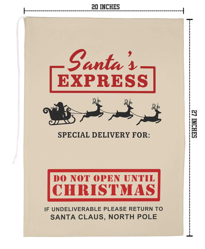 Printtoo Упаковка из 2 специальных рождественских мешков со шнурком, очень большого размера, для многоразового хранения рождественских подарков, 27x20 дюймов