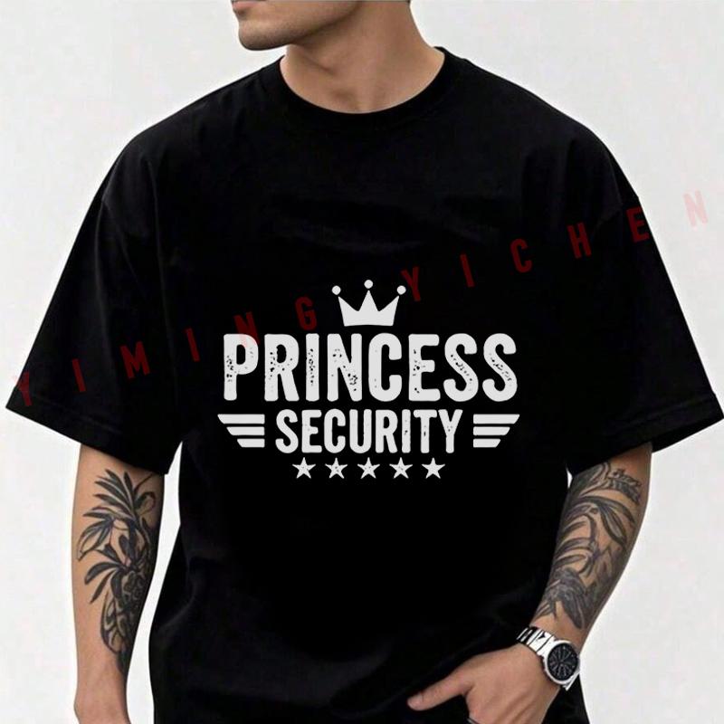 Bold Princess Security Graphic Motorcycle Men's Fashion T-shirt Moto Cotton Casual Summer Comfortable Short Sleeve Tops