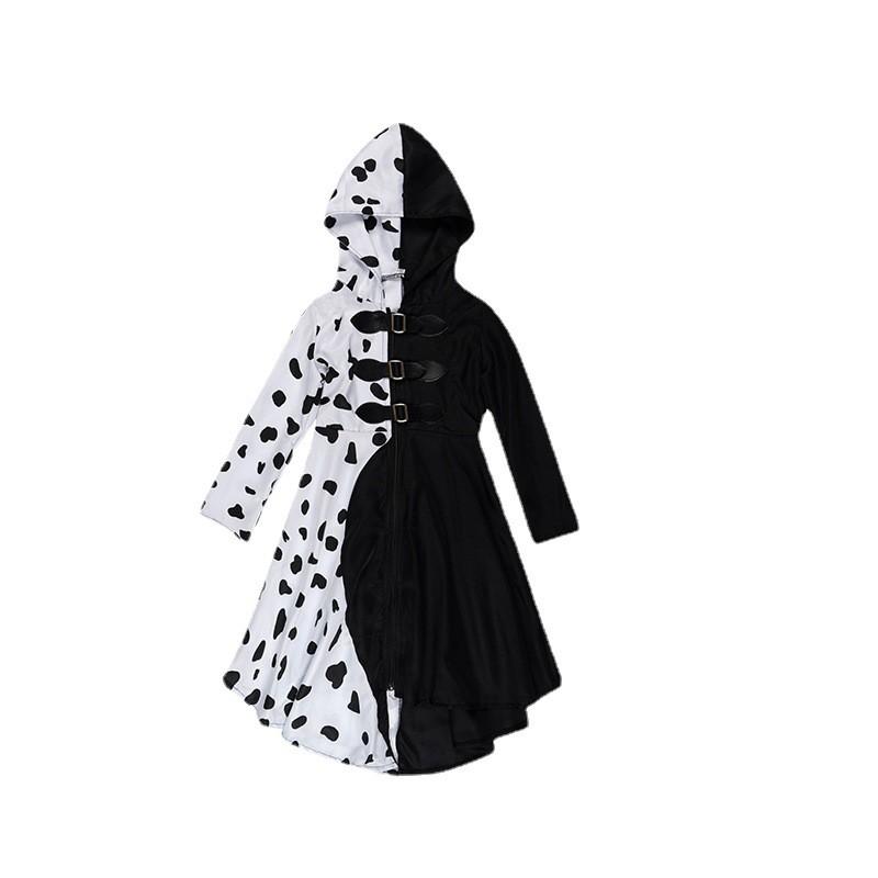 Cruella De Vil 101 Dalmatians Cosplay Dress Costume Set Halloween Party Role Play