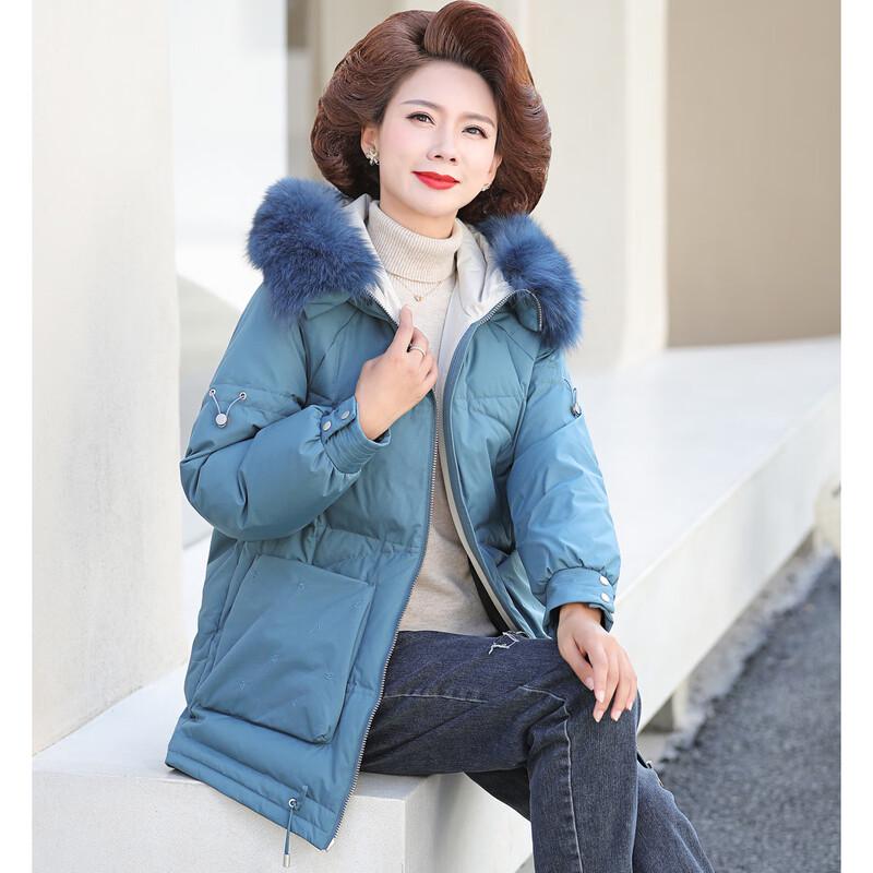 JIANHU Женское зимнее пальто средней длины с большим меховым воротником, 90% пух белой утки