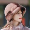 Mink Hat Women's Winter Thickened Warm Mink Hair Whole Mink for Middle and Elderly Mothers Versatile Duck Tongue Fur Hat