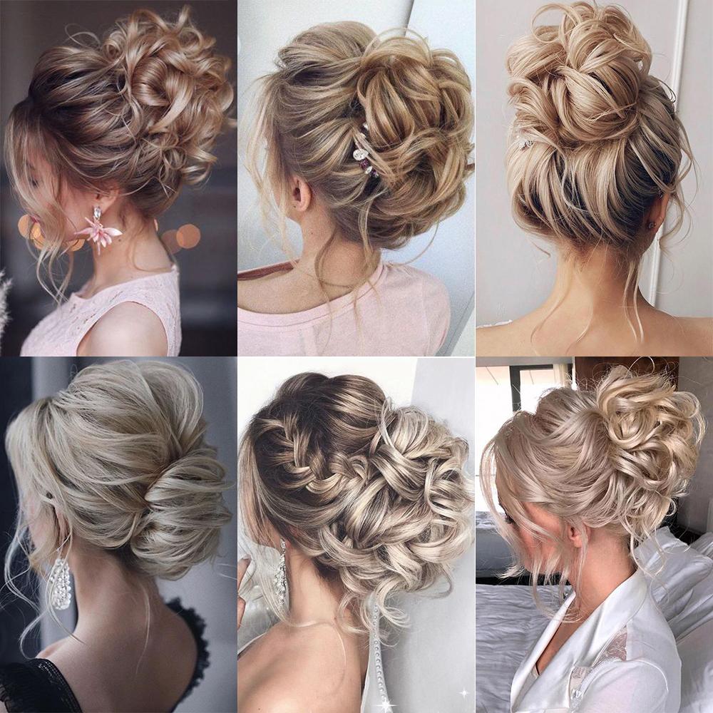 Synthetic Hair Bun Extensions Messy Curly Chignon Blonde Brown Donut Elastic Chignon for Women