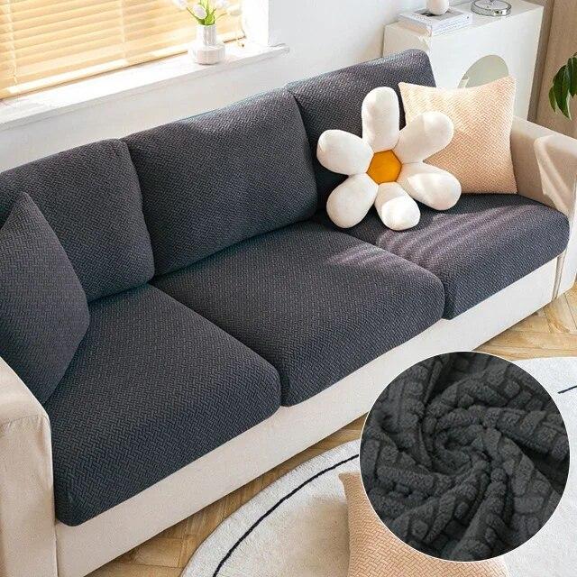 Жаккардовый чехол для подушки на сиденье дивана, однотонный эластичный утолщенный чехол для дивана для гостиной, L-образный угловой чехол для дивана, чехлы для дивана