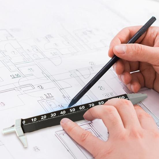 Шариковая ручка-штангенциркуль 2-в-1 Ручка инженера Портативная нажимная ручка со штангенциркулем Подарки для папы, мужа, дедушки, плотника, деревообработчиков