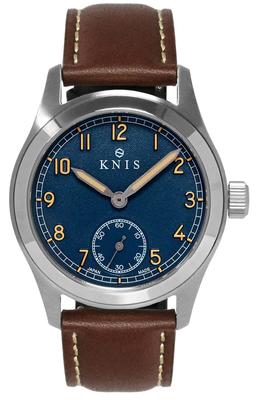 Часы KNIS Varnish Made in Japan, ретро-часы в стиле милитари, сапфировое стекло, водонепроницаемость 10 АТМ, синий циферблат, коричневая кожа, мужские KN003-BLBRLE