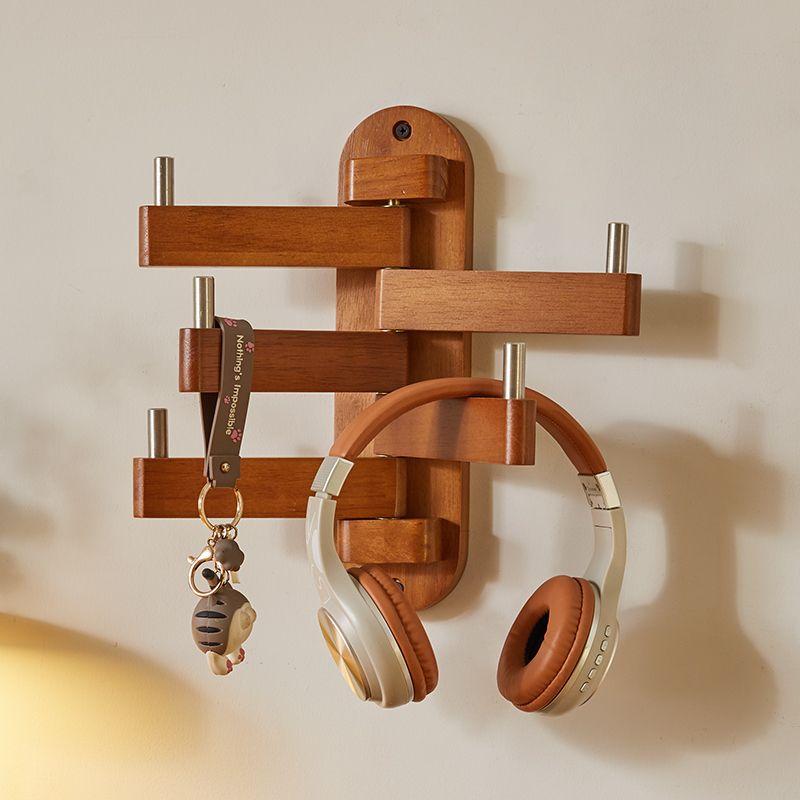 BEPAN Wall mounted coat and hat rack, solid wood storage rack, bedroom rotating vertical hanging bag rack