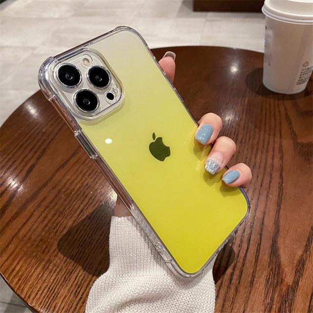 Прозрачный градиентный чехол цвета радуги для Iphone 13 12 11 Pro Max X Xr Xs, жесткий акриловый противоударный чехол с кристаллами, капа