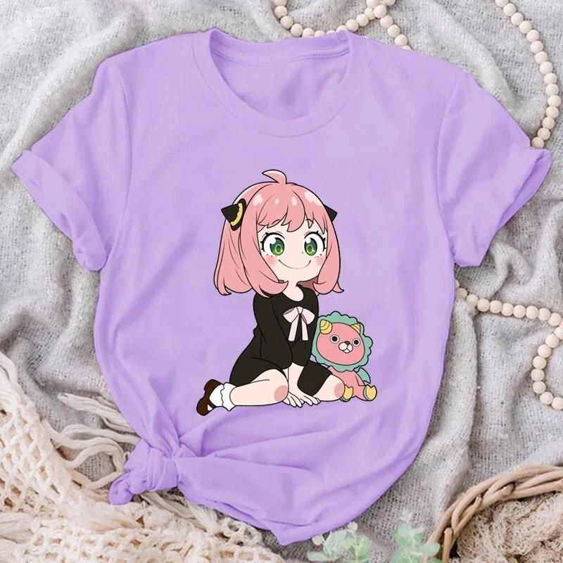 Cute Funny Anya Forger Graphic Printed T Shirt Women Fashion Casual Anime Harajuku Short Sleeve Tees