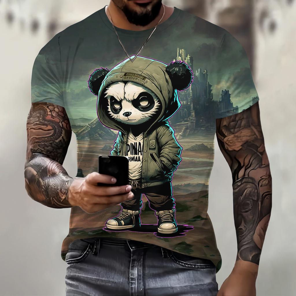 Summer Funny Panda Pattern 3D Print T-Shirt Men Women O-Neck Casual Fashion Short Sleeve Oversized Harajuku Tee Top Kid