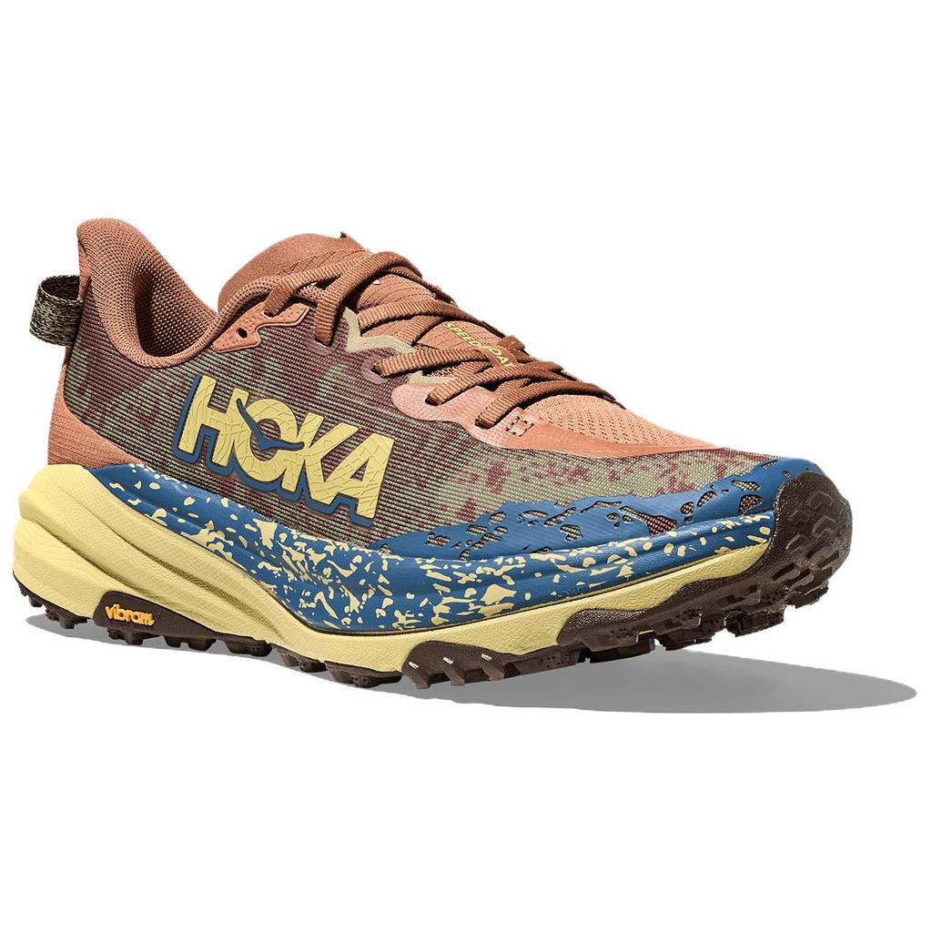 HOKA One One Speedgoat 6 Удобная Универсальная Амортизация Дышащая Поддержка Низкий Верх Кроссовки для Трейлраннинга Мужские Кроссовки Коричневые 1147791-MPLC