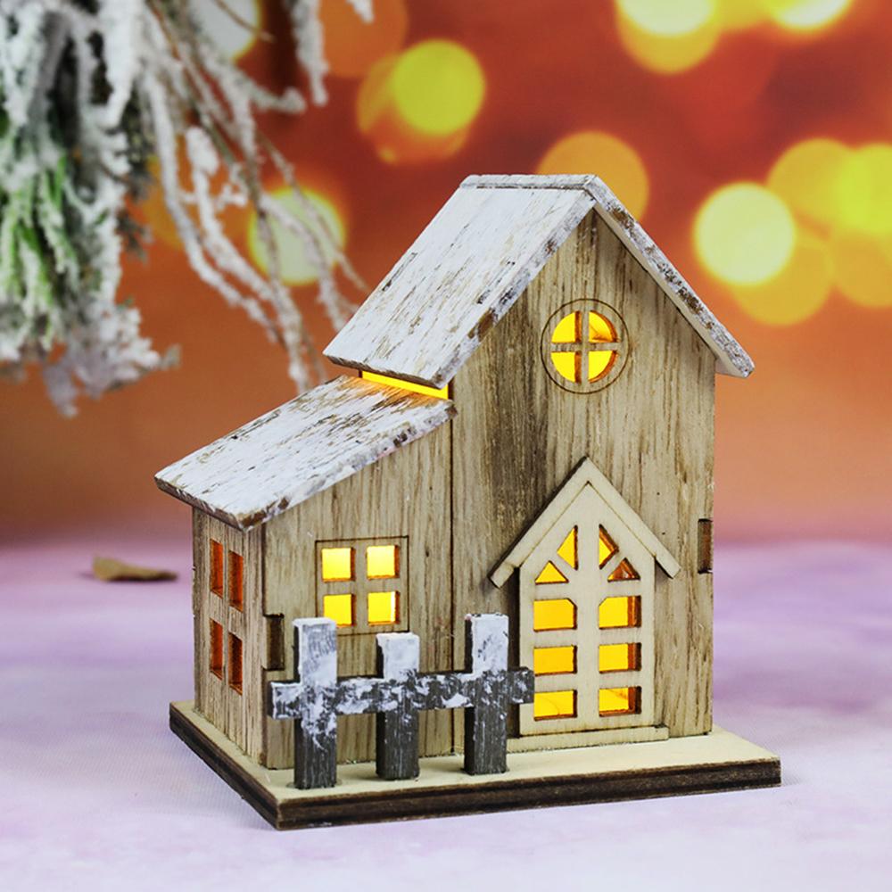 Christmas Luminous Cabin Christmas Wooden House Glittery LED Light Home Decoration Night Lamp Pendant