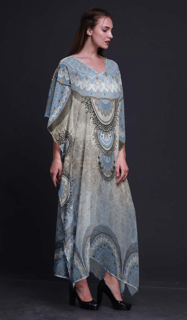 Phagun Floral Mandala Beach Kaftan Bikini Cover up Womena s Maxi Dress Long