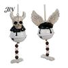 Durable Halloween Ornament Jingle Bell Ornament, Gothic Bull Skull/Angel Wings Hanging Decoration for Tree, Party Home Decor Seasonal