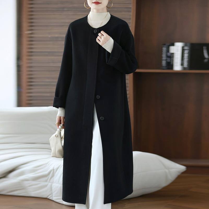 Женское пальто из 100% шерсти TIDENOVEL Осеннее шерстяное длинное пальто Ручной работы Пальто-бушлат Зимняя теплая шерстяная длинная куртка Пальто