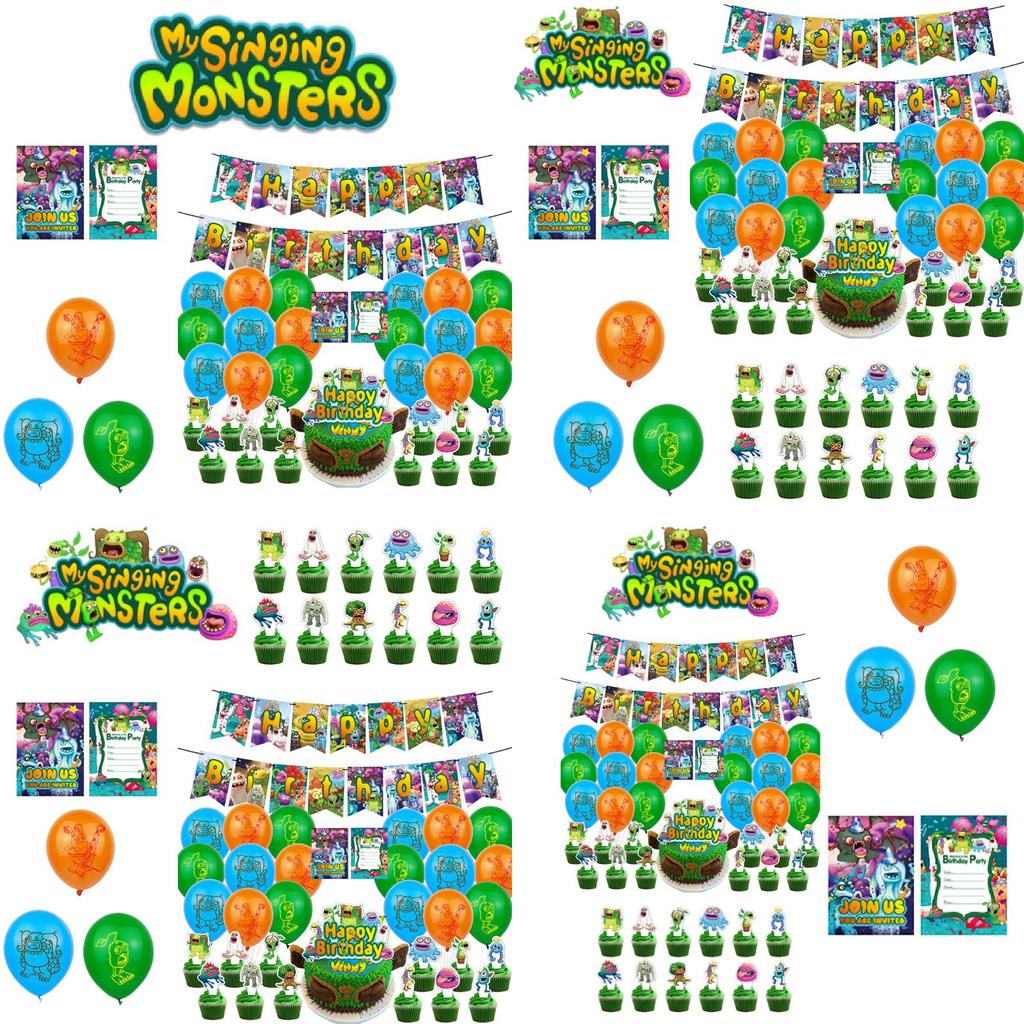 Vibrant My Singing Monsters Birthday Party Supplies Balloons Banners Cake Toppers And Invitation Cards