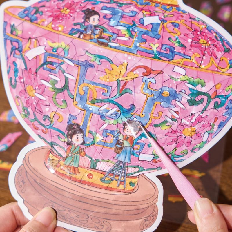 1pack/3pcs Chinese-Style Cultural Relic Restoration Themed Stickers, Creative Mini 3D Guochao Fun Stickers Hand Account DIY Deco