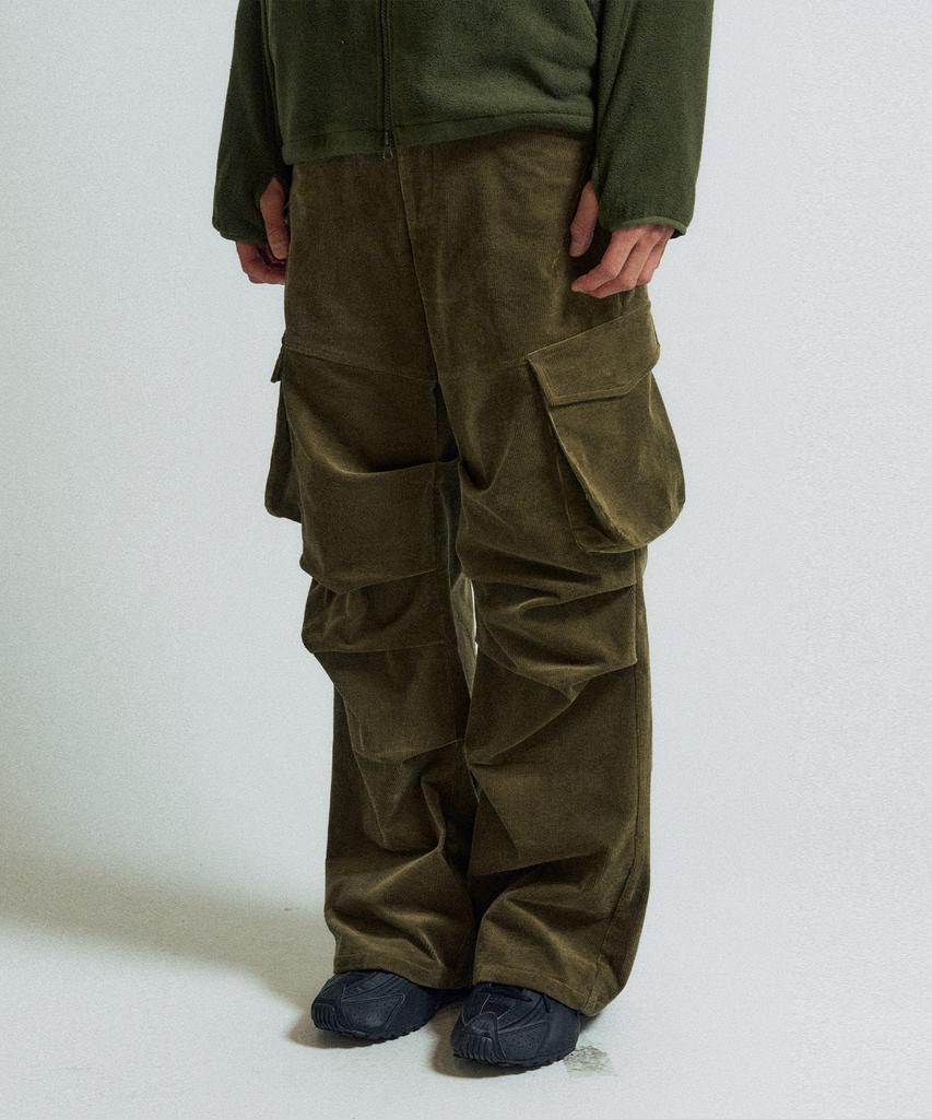 SLOWACID Corduroy Parachute Cargo Pants [Khaki]