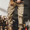 Men Casual Cargo Pants Elastic Waistband Drawstring Multi Pockets Hip Hop Slacks Shrinkable Cuffs Long Trousers