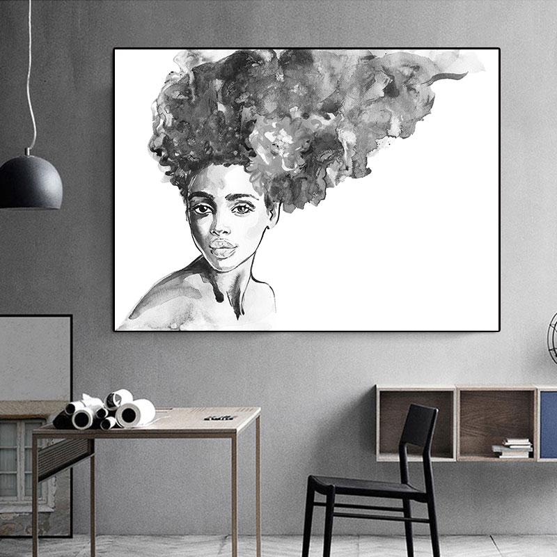 Canvas Painting Black and White Beauty African Women Living Room Wall Painting Home Decoration Wall Art Poster