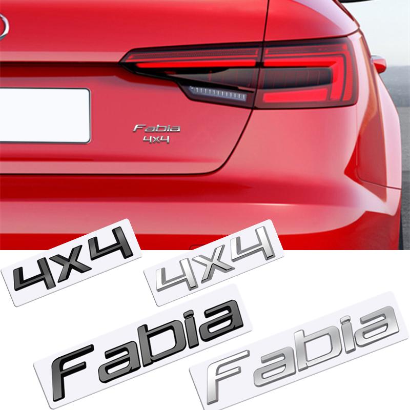 DDWO5 MetaL 3D Badge Logo Car Rear Trunk Body Sticker Letter Emblem For Skoda FABIA 4X4 Accessories Glossy Black Matte black