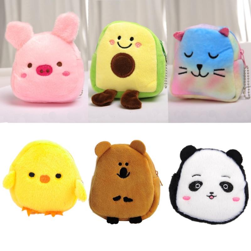 Пушистый кошелек для монет Милый и модный плюшевый кошелек для ежедневного использования С животным принтом