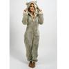Women Warm Furry Pajamas Plush Fleece Zipper One-Piece Pajamas Soft and Comfortable Hooded Cute Bear Lounge Wear Women Onesies Home Night Sleepwear