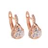 Rose Gold Water Drop Cubic Zirconia Dangle Earrings Shiny Crystal Drop Earrings Women Dating Jewelry