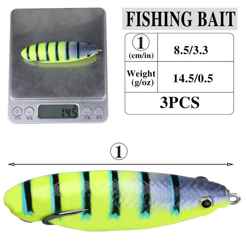 SOUGAYILANG 3pcs Umpan Pancing 3D Fish Eyes Double Hooks Soft Fishing Bait Soft Fishing Lures Outdoor Sea Fishing Tackle