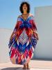 2024 Fashion Bohemian Printed Plus Size Loose Kaftan Women's Beach Dress Summer Swimsuit Cover-ups Cozy Casual House Robe Q1670