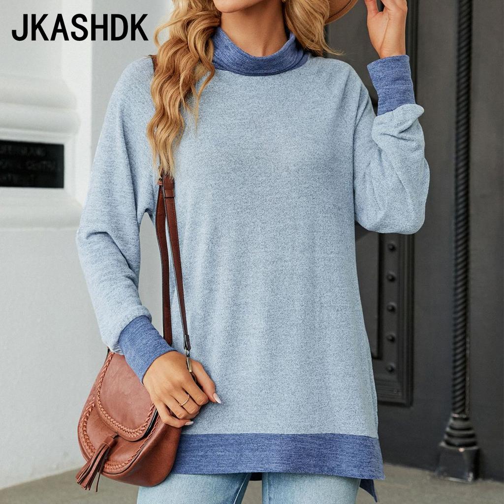 JKASHDK Women's Fashion Casual Autumn Winter Solid Color Print Long Sleeve Loose Blouses & Shirts