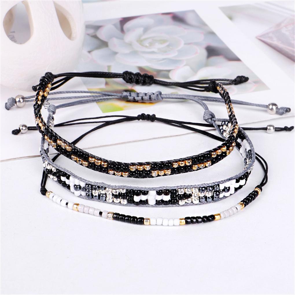 1 Набор Браслет из бусин Регулируемая нить Удобные плетеные браслеты Наборы украшений ручной работы Женские аксессуары для девочек-подростков