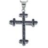 [R1675] - Silver Black 'Cross' Pendant (rhodium) - 38x28mm