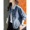 Women's Vintage Warm Denim Jacket Denim Jacket Plus Size Long Sleeve Jacket