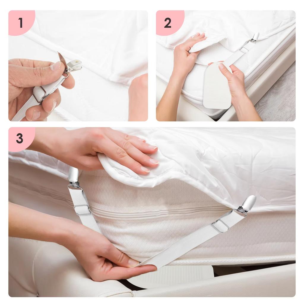 Bed Sheet Clips Adjustable Bed Sheet Holder Straps Set of 2/4/8pcs Elastic Fitted Bedding Clips Fasteners for Home Hotel