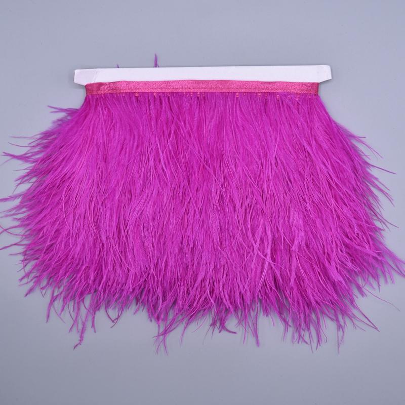 10Meters Colored Ostrich Feathers On Ribbon Trim 8-10Cm Skirt Fringe On Tape Ostrich Feather Trims Sewing Trimmings Decoration