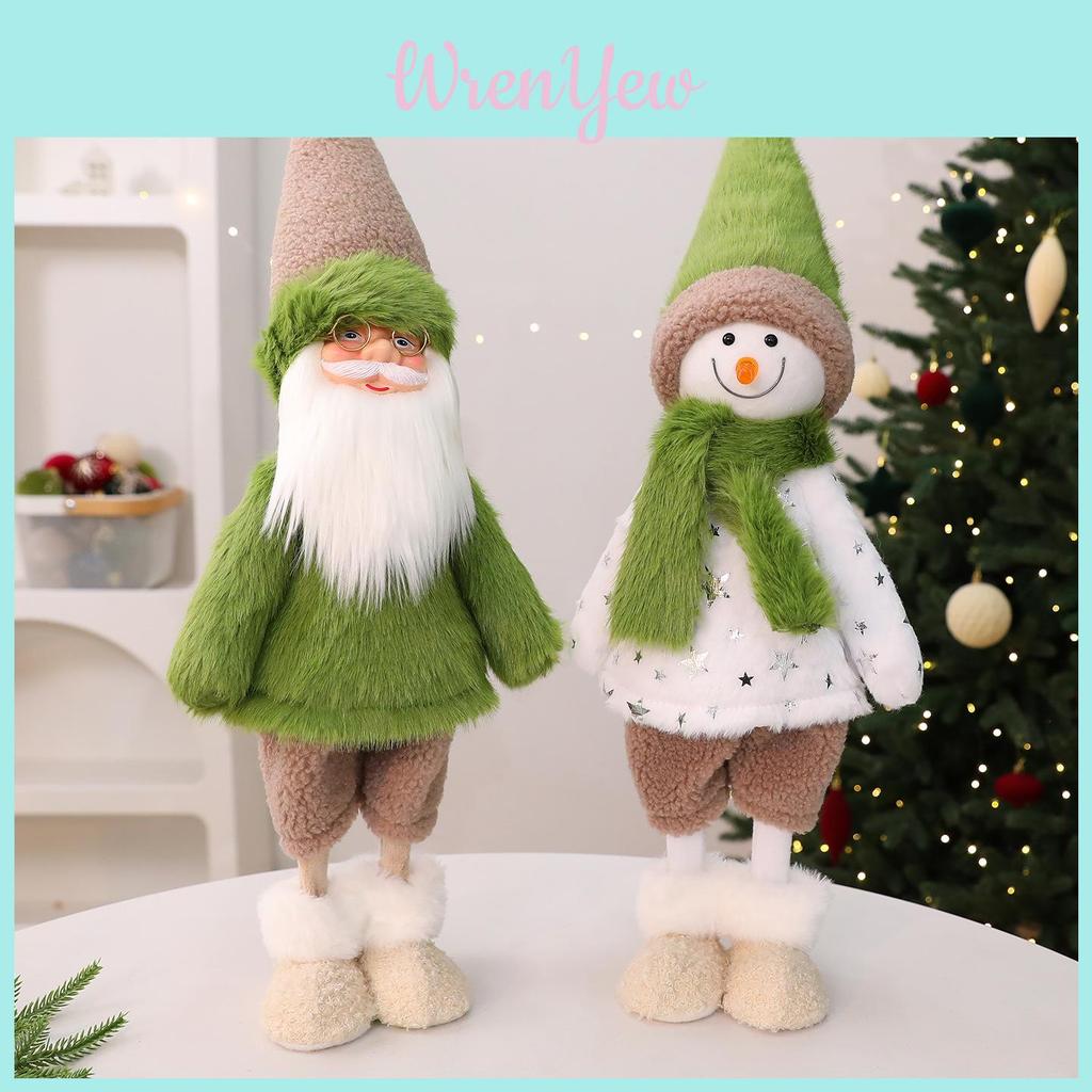 Reindeer Snowman Doll With Green Scarf Xmas Festive Decoration For Home