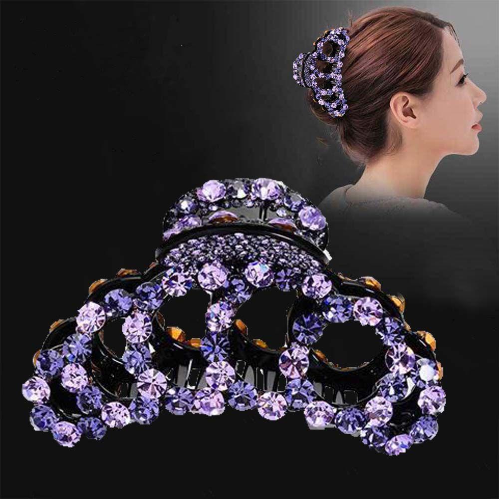 Vintage Shiny Acrylic Retro New Rhinestone Crystal Banana Grips Crab Clamp Hair Clips Hair Claws