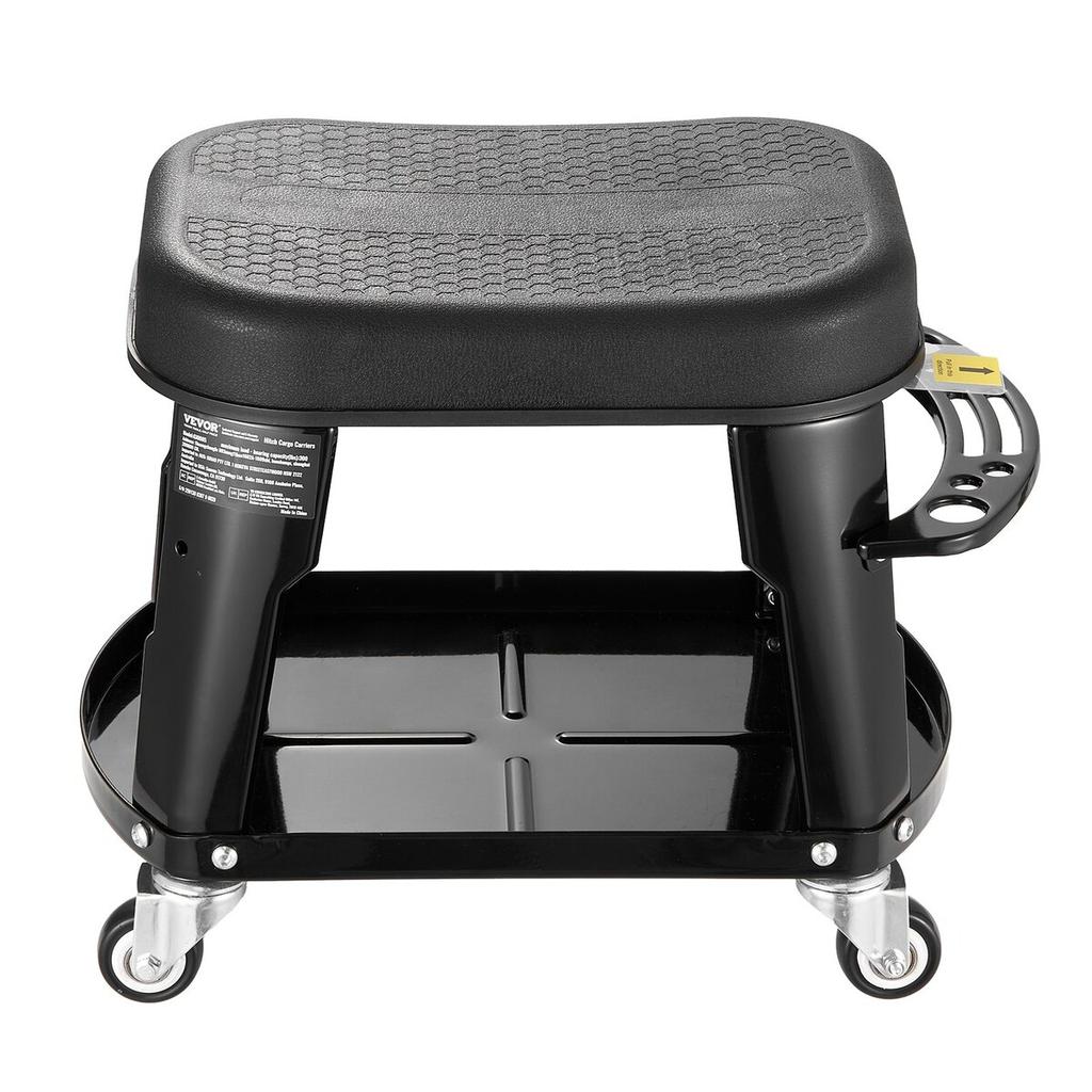 Mechanic Stool Rolling Workshop Seat 300 lbs Load with Wheels & Tool Tray