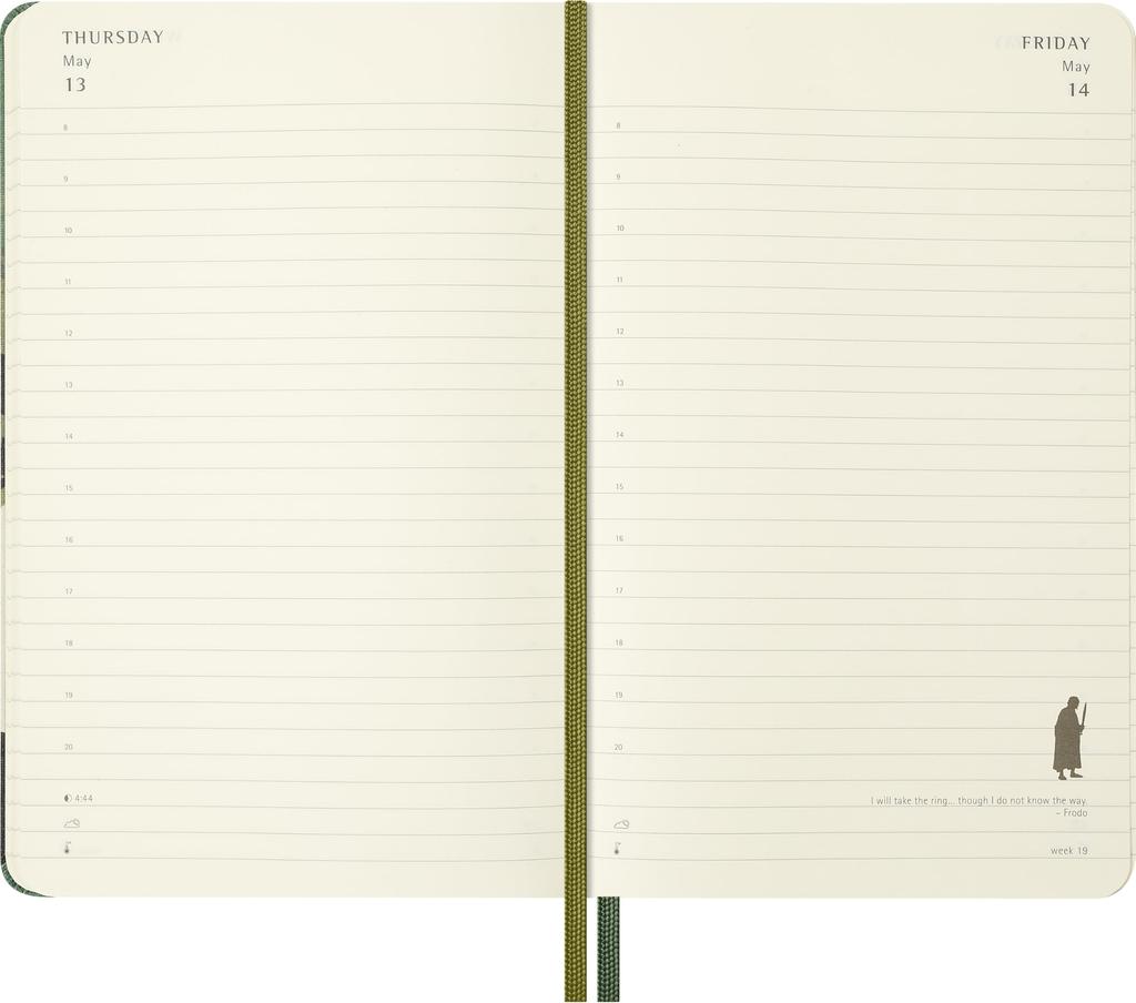 Moleskine Lord of the Rings Mary Pippin 2027 January 12 Large Size x Green DHLR12DC3Y27 & Planner, Start, Months, Daily, (13cm 21cm), Hardcover,