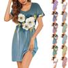 Womens Summer Dresses Short Sleeve Linen Casual T-Shirt Dresses Swing Beach Midi Dress Sundresses With Pockets