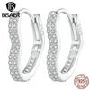 925 Sterling Silver Heart-shaped Ear Buckles Love Hoop Earrings Pave Setting CZ for Women Fine Jewelry Gift