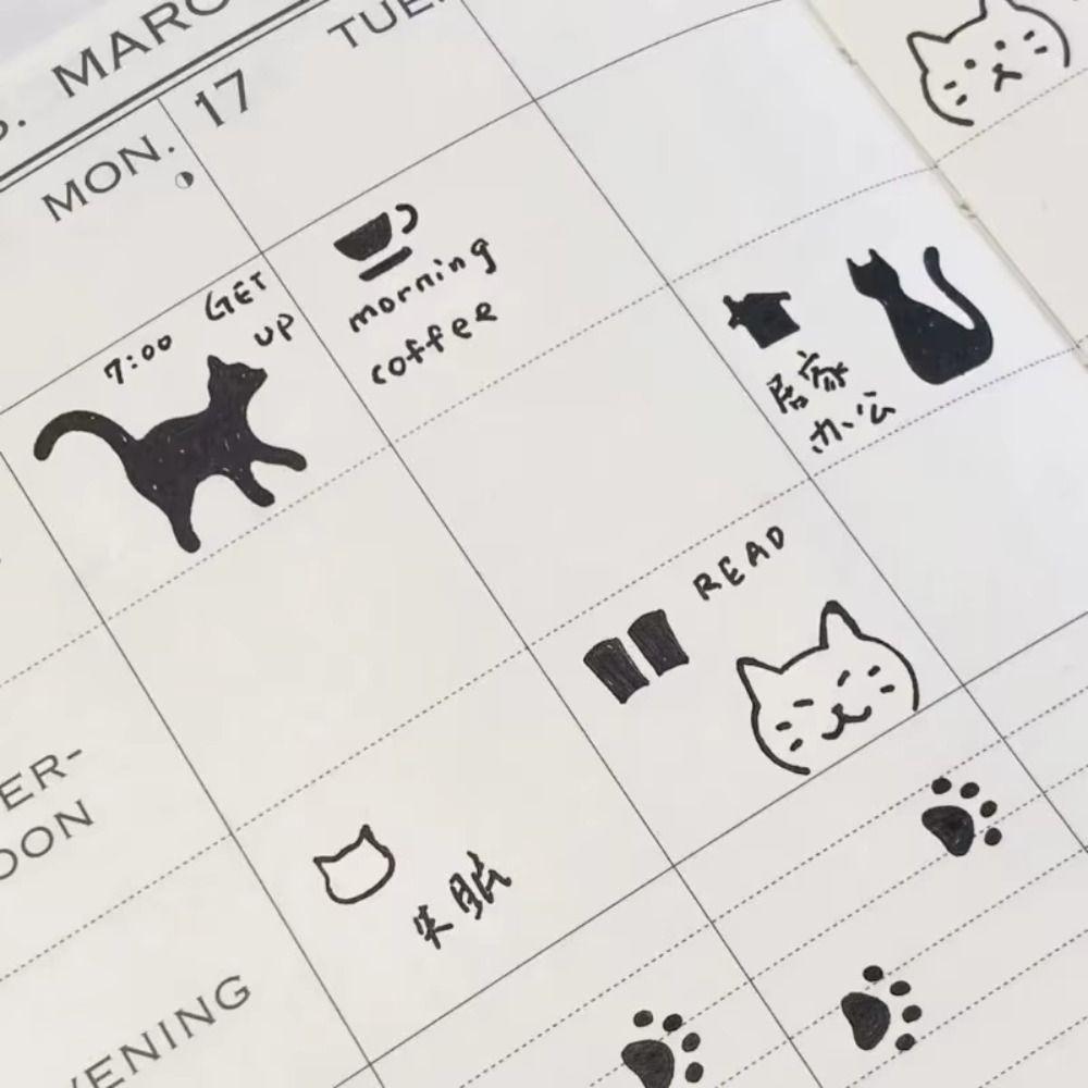 Double-Sided Cat Pattern Ruler Stationery Tool Metal Bookmark Diary Hand Account